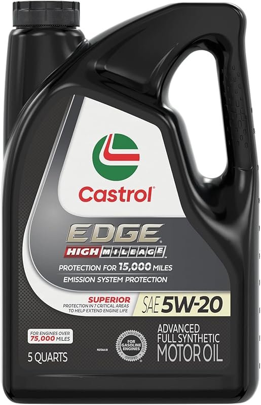 Castrol Edge High Mileage 5W-20 Full Synthetic Motor Oil for Enhanced
