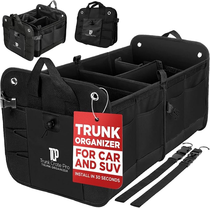 TRUNKCRATEPRO Trunk Organizer with Adjustable Compartments and Securin