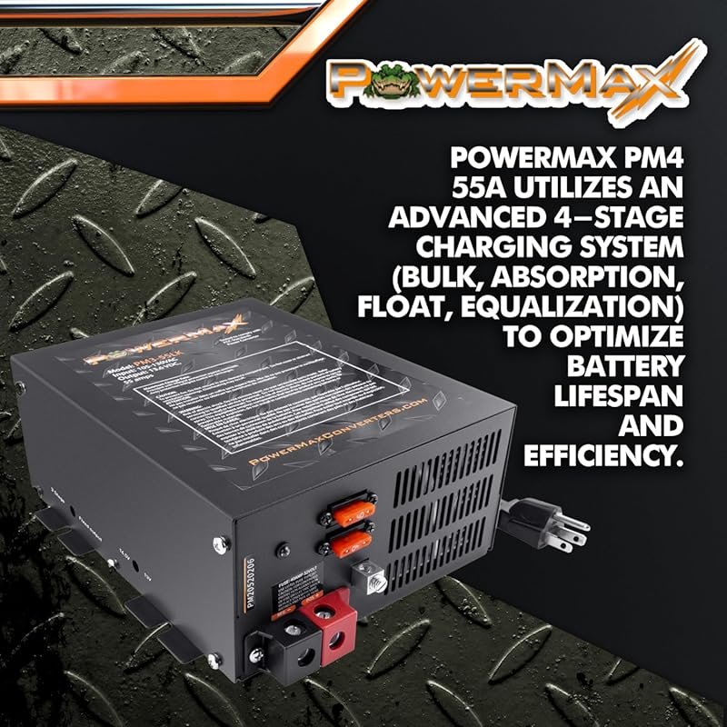 PowerMax 55 Amp RV Converter Charger with Adjustable Output for Lithiu
