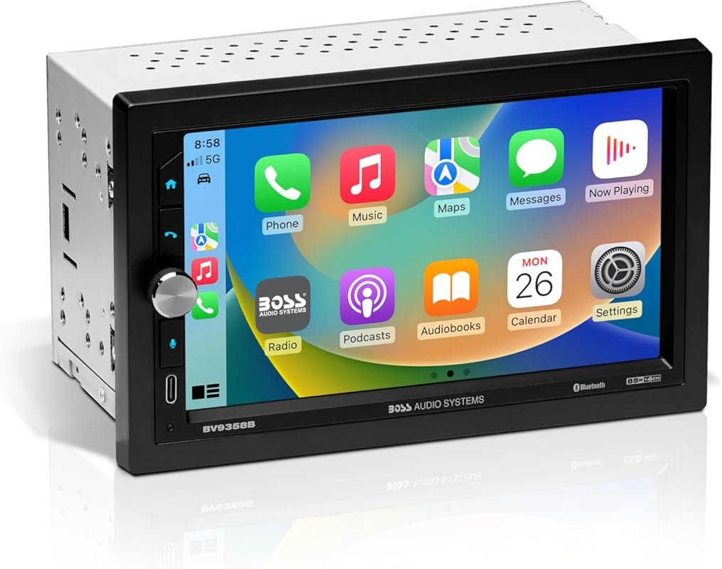 BOSS Audio Systems BV9358B Car Stereo: Double Din, 7-inch Touchscreen,