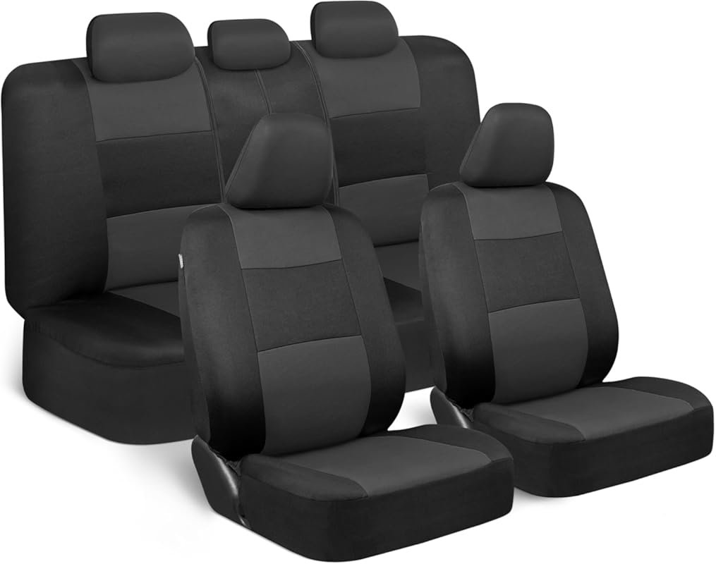 BDK PolyPro Full Set Car Seat Covers - Charcoal Black Split Bench, Eas