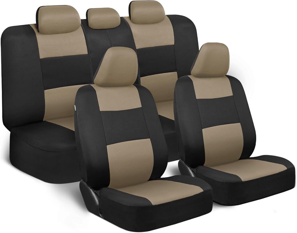 BDK PolyPro Seat Covers Full Set in Beige on Black for Toyota Camry