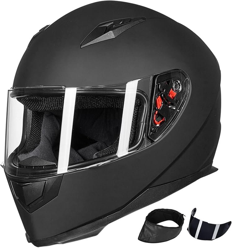 ILM Full Face Motorcycle Street Bike Helmet with Removable Winter Neck Scarf