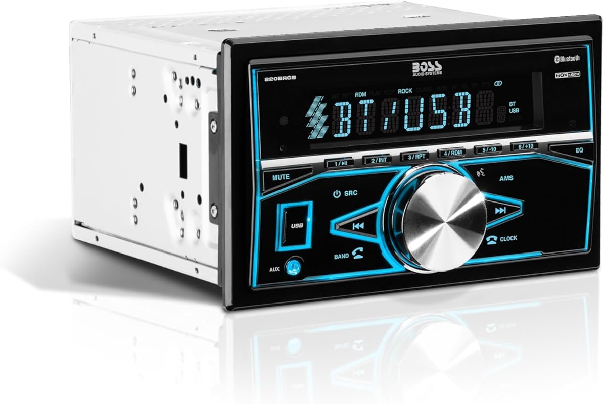BOSS Audio double DIN car stereo with Bluetooth, AM/FM radio, and USB 