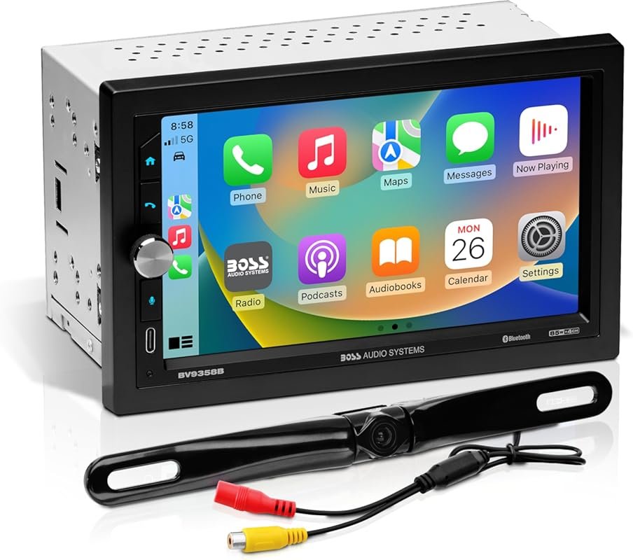 BOSS Audio BVB9358RC Double Din Car Stereo with Wireless CarPlay, Andr