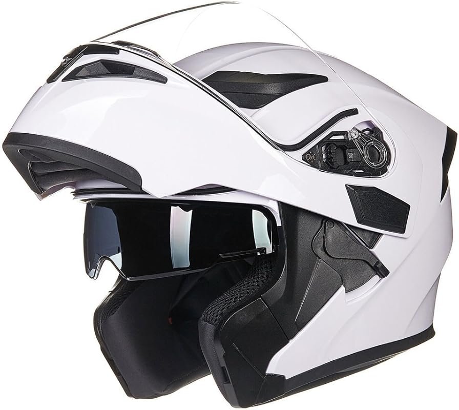 ILM Motorcycle Dual Visor Flip up Modular Full Face Helmet DOT 6 Color