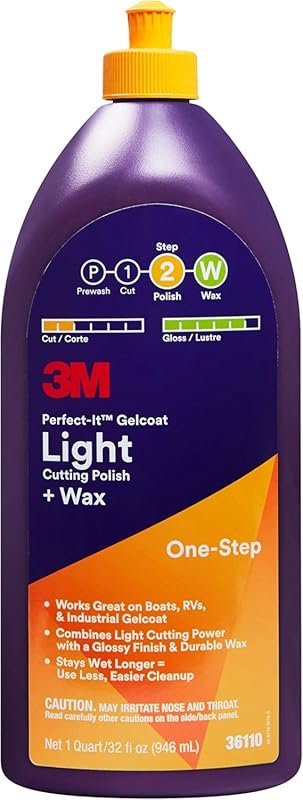 3M Perfect-It Gelcoat Light Cutting Polish and Wax for Boats and RVs