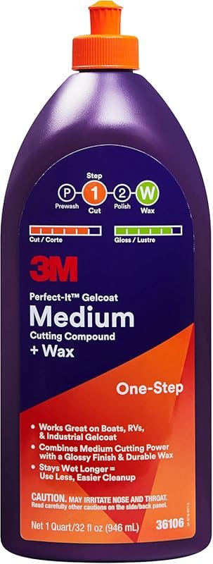 3M Perfect-It Gelcoat Medium Cutting Compound and Wax for Boats and RV