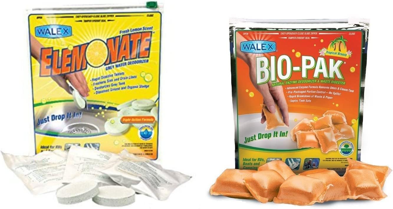 Walex Combo: Bio-Pak Tropical Breeze Black Water Tank Deodorizer and E