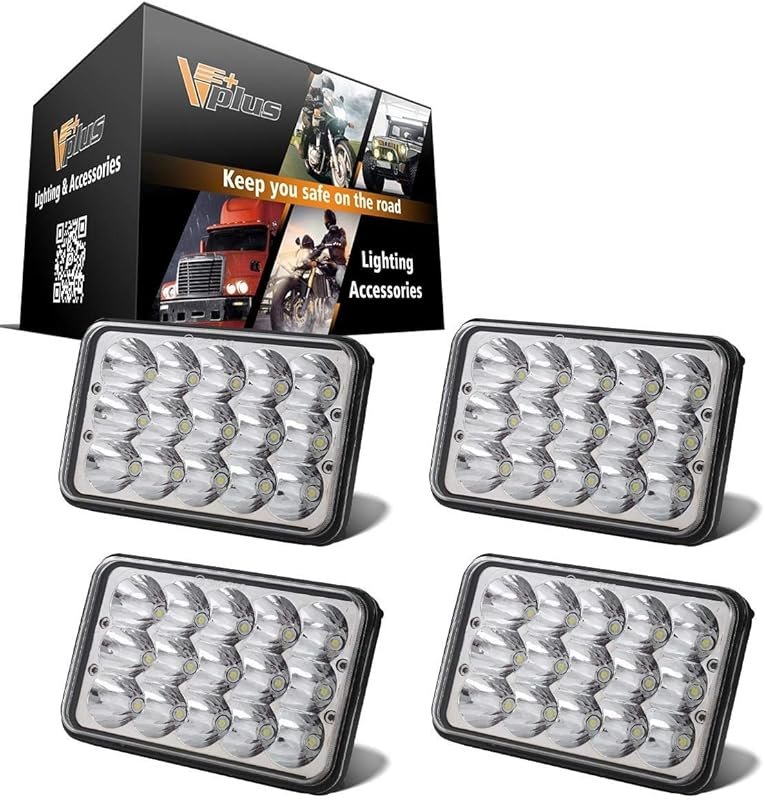 4 Pack 4x6 LED Headlights Sealed Beam Hi/Lo for Kenworth 900 Peterbilt
