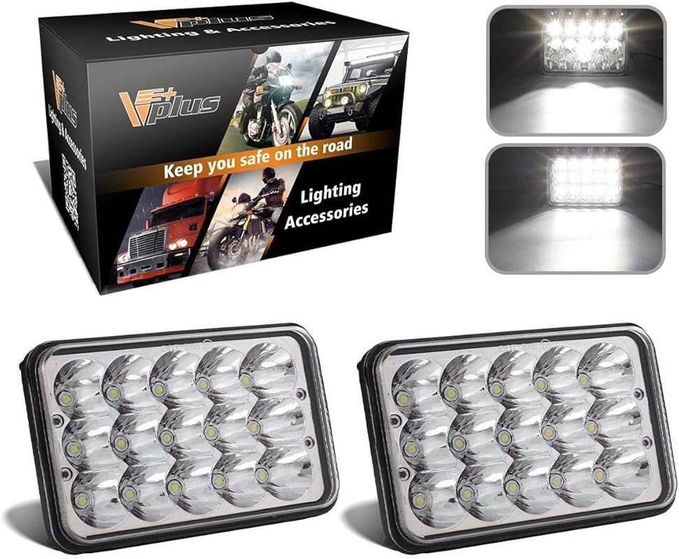 4x6 LED Headlights Rectangular Sealed Beam Hi/Lo for Kenworth Peterbil