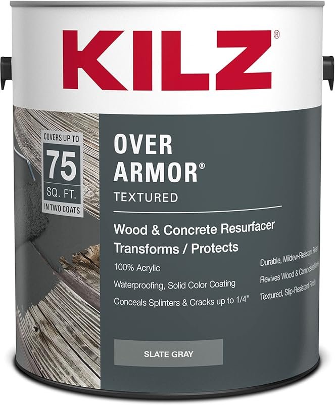 KILZ Over Armor Wood & Concrete Resurfacer, Exterior, Textured, Slate