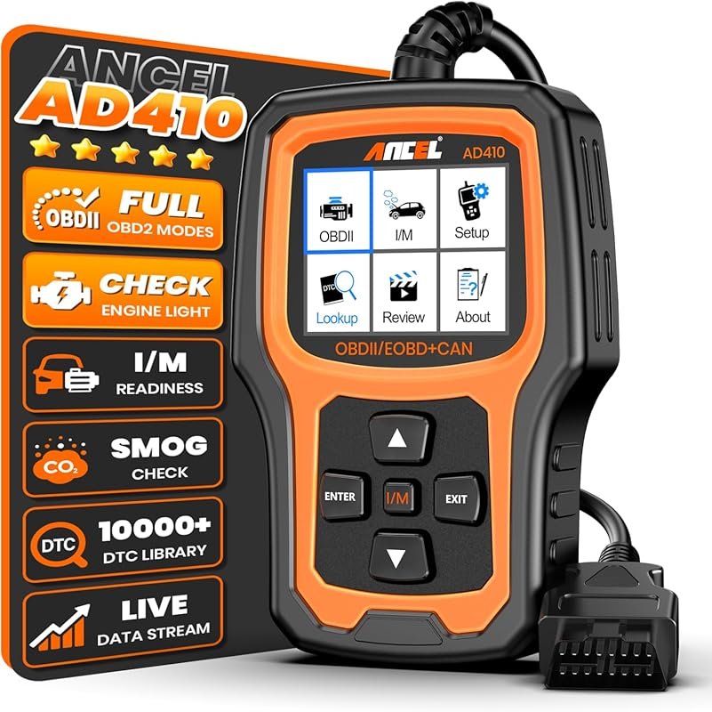 ANCEL AD410 OBD2 Scanner for Engine Fault Code Diagnosis and Light Res