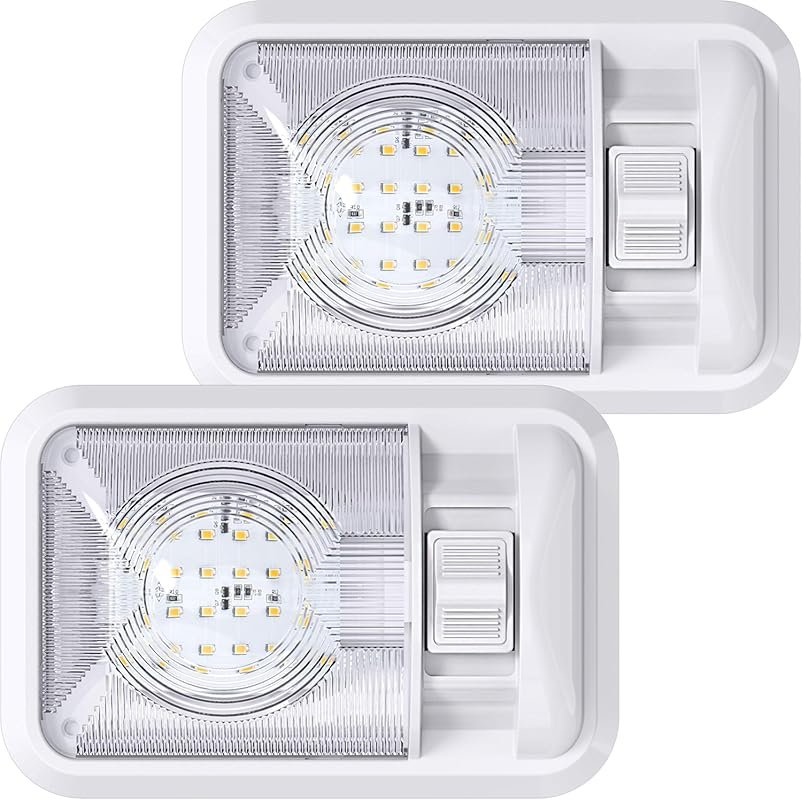 Leisure LED 2-Pack RV Ceiling Dome Light with Switch, 300LM for 12V Li