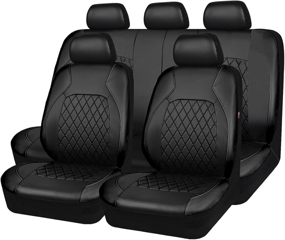 Universal Deluxe Faux Leather Seat Covers Full Set, Airbag Compatible,