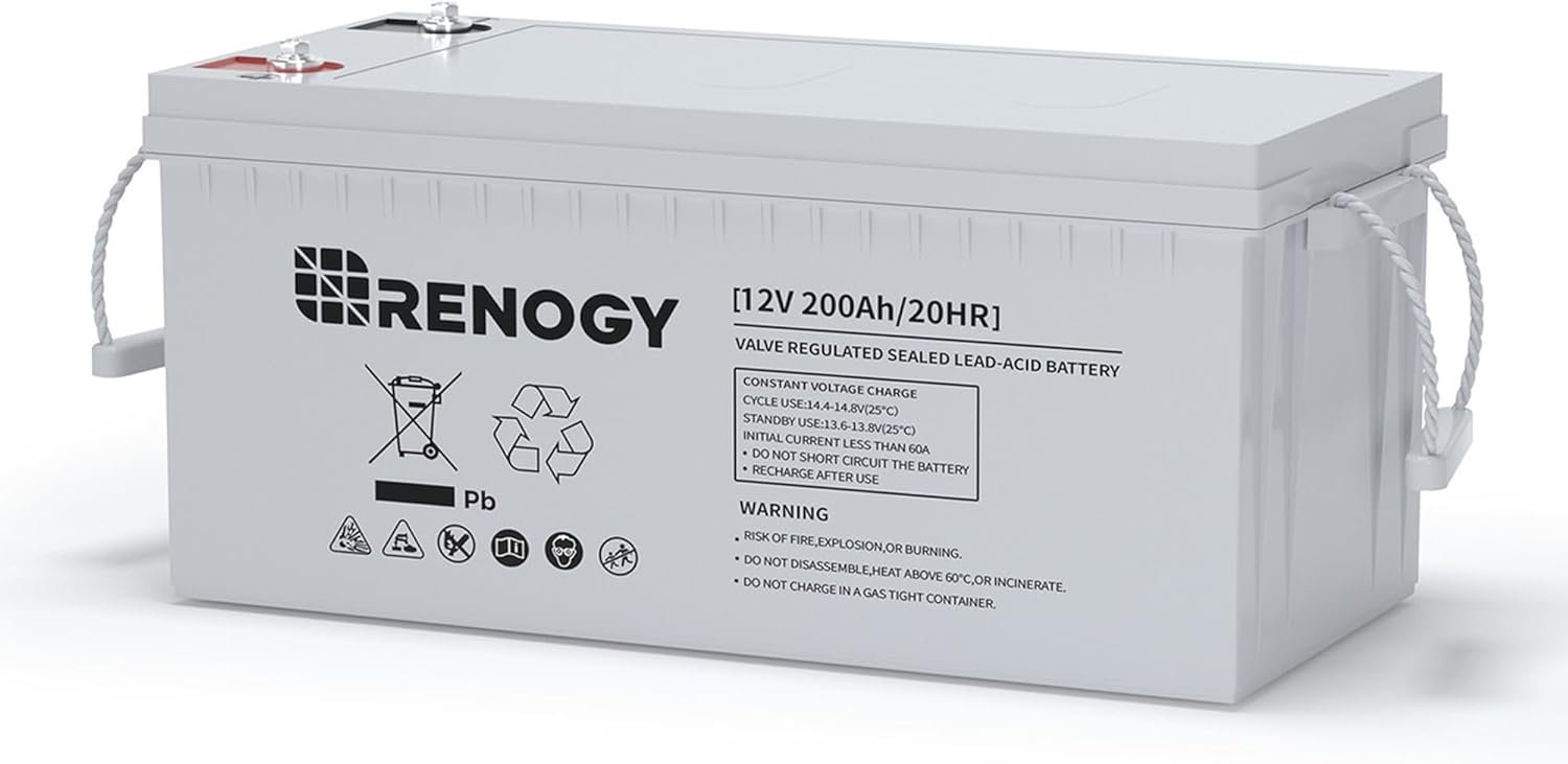 Renogy 12V 200Ah AGM Deep Cycle Battery with High Discharge Current fo