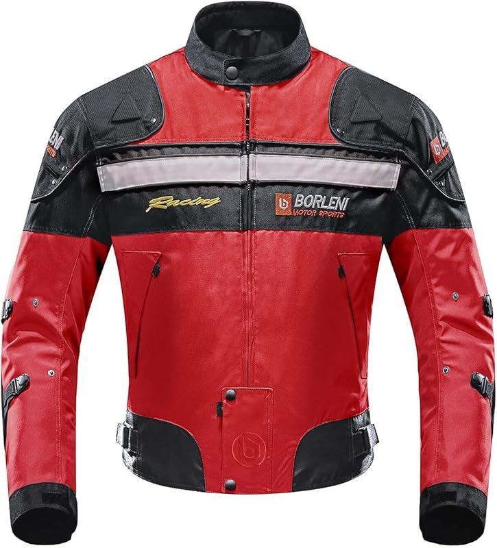 BORLENI Motorcycle Jacket Windproof Motorbike Riding Gear with Full Bo