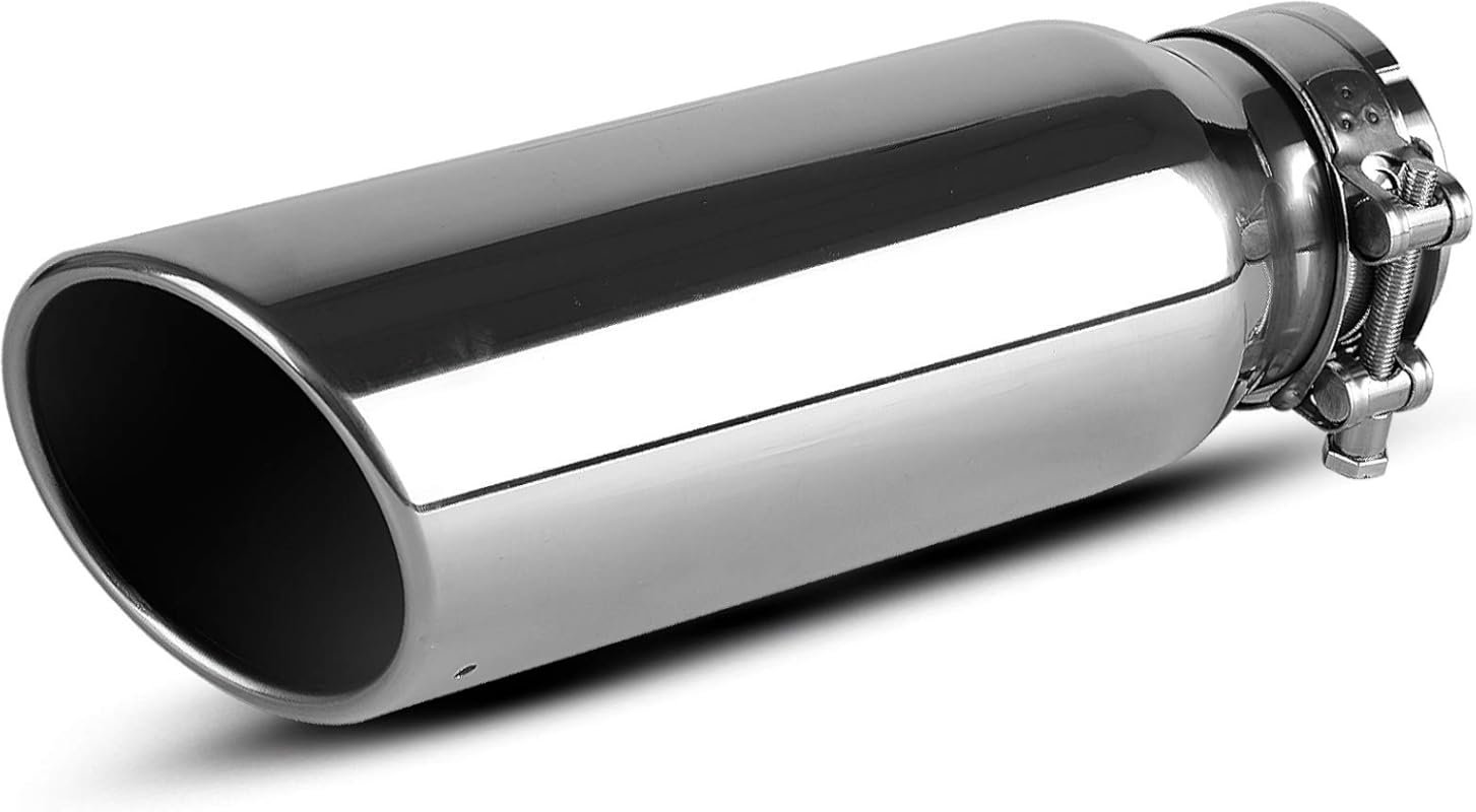 3-inch inlet exhaust tip with 4-inch outlet and chrome finish for univ