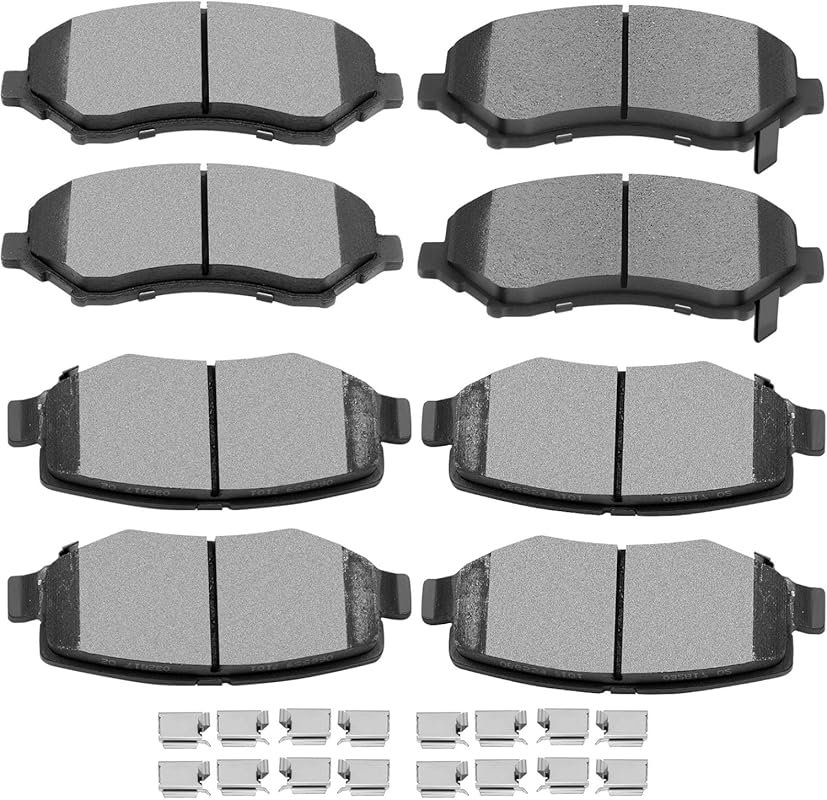 SCITOO 8-Piece Front & Rear Ceramic Brake Pads for Jeep Wrangler 2007-