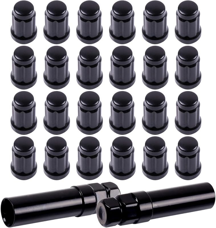 ECCPP Black Chrome M12x1.5 Lug Nuts, 24-Piece Set, Spline Drive, for A