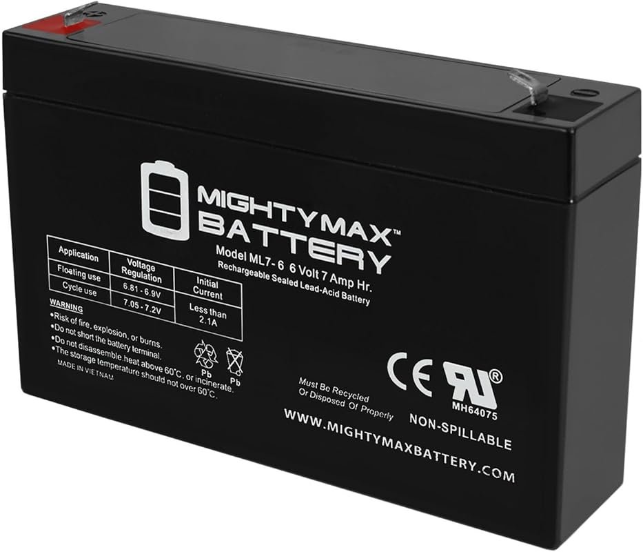 Mighty Max 6V 7Ah SLA Battery Replacement for Leoch LP6-7.0 and Simila