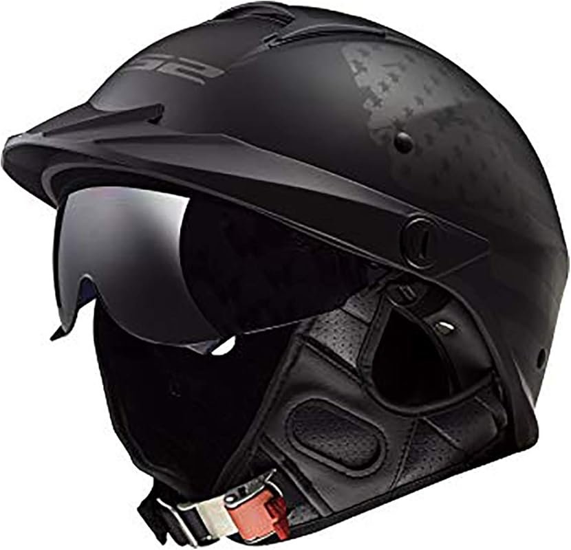LS2 Rebellion Motorcycle Half Helmet with 1812 Black Flag Design for L