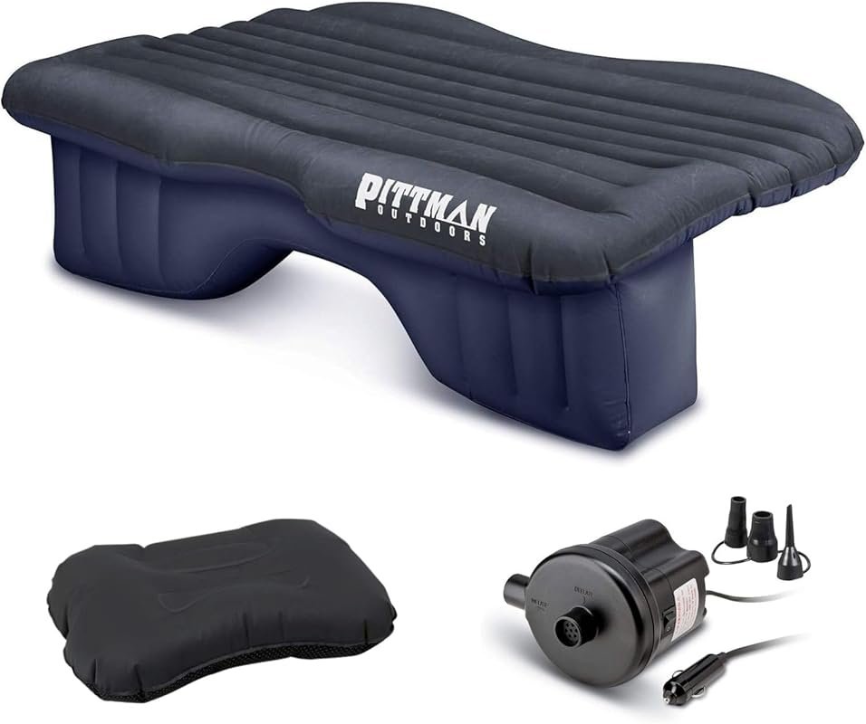 Black PVC backseat air mattress for mid-size Jeep, SUV and truck with 
