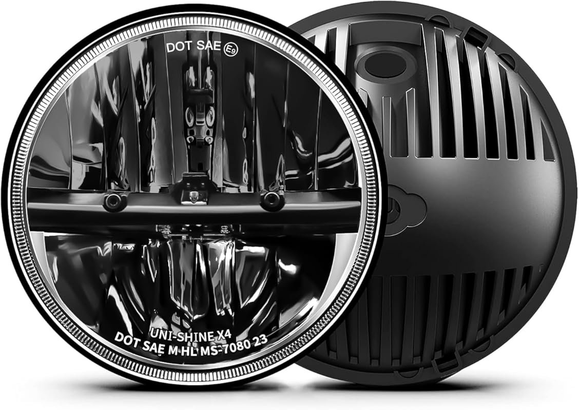 Uni-Shine 7-Inch LED Headlights with High/Low Beam for Jeep Wrangler a