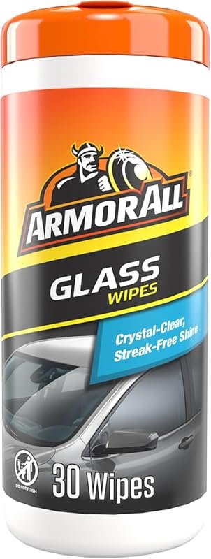 Armor All Car Glass Wipes, Auto Glass Cleaner for Film and Grime, 30 C