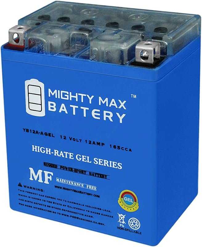 Mighty Max YB12A-A 12V 12AH GEL Motorcycle Battery – 165 CCA, Maintena