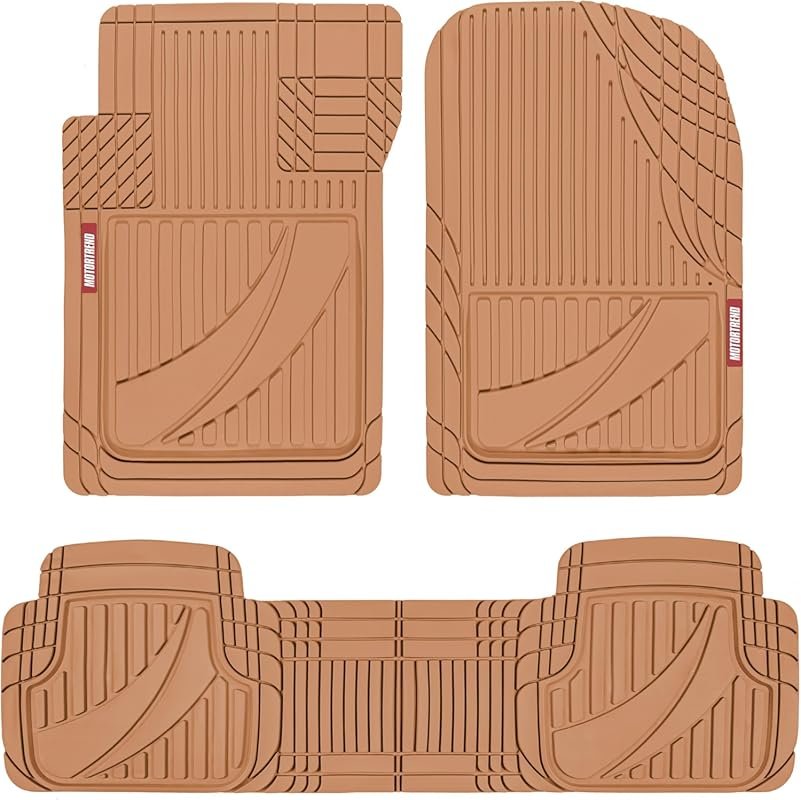 Motor Trend FlexTough Advanced All-Weather Rubber Floor Mats in Beige 