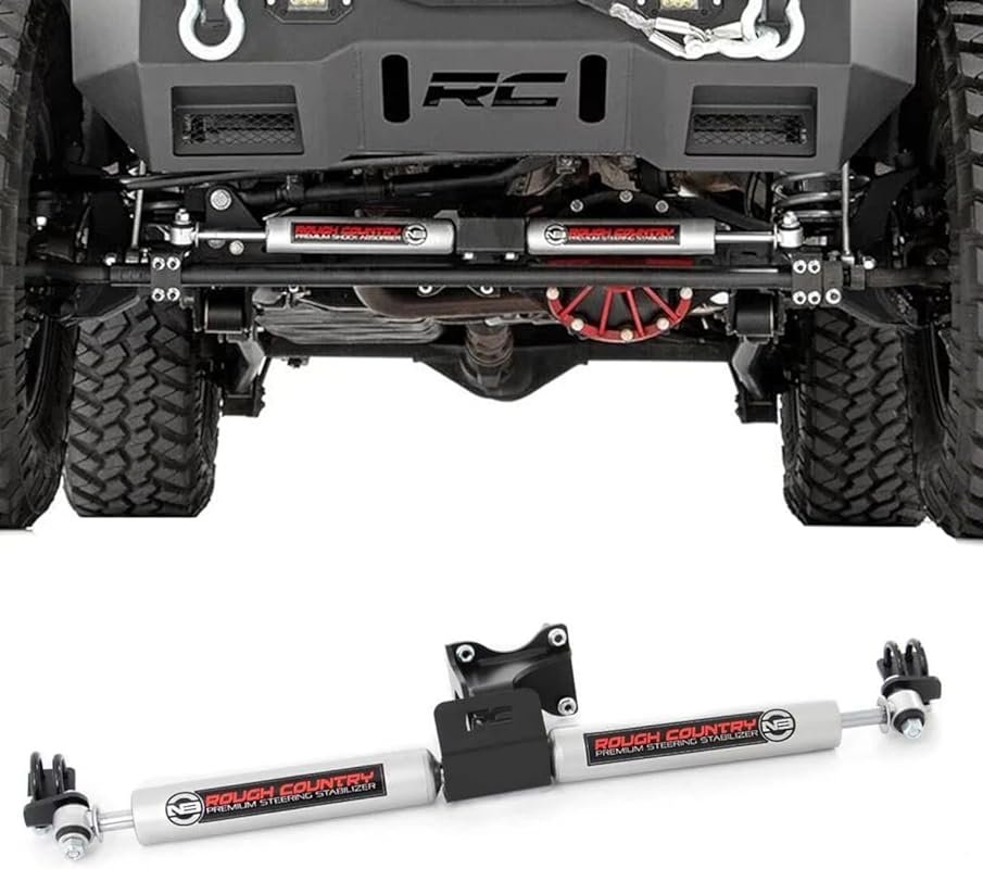 Rough Country N3 Dual Steering Stabilizer for Jeep Wrangler JK 2007-20