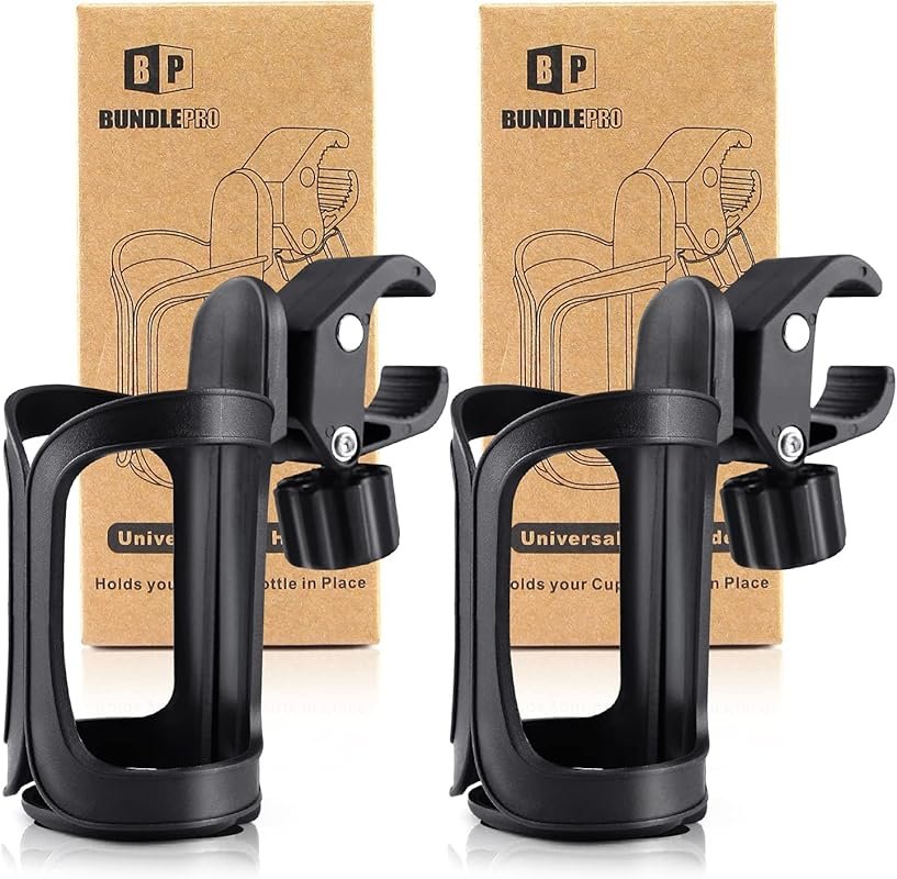 Pack of 2 Universal Stroller & Bike Cup Holders for Trolleys, Walkers,
