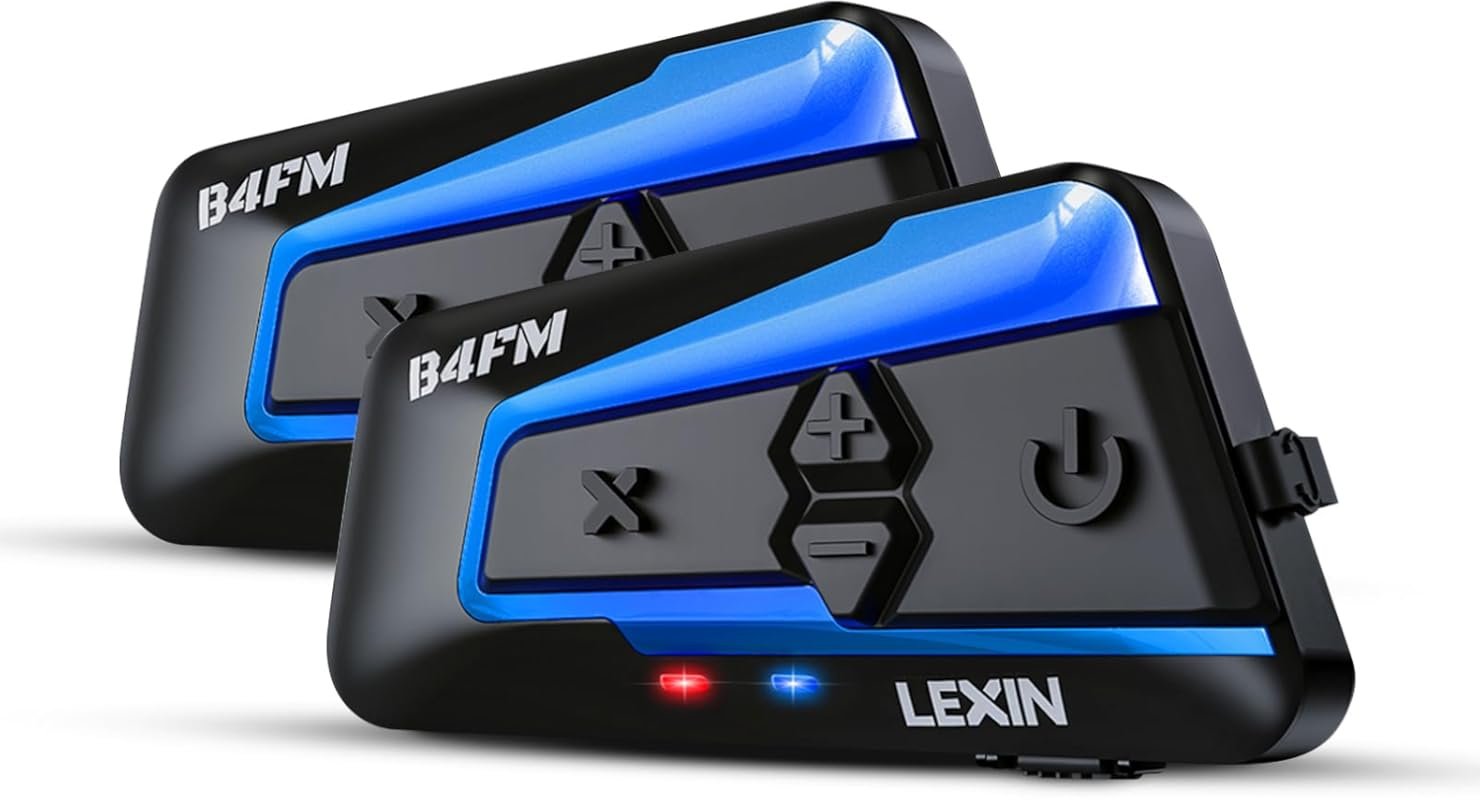 LEXIN B4FM Motorcycle Bluetooth Headset with 10-Rider Intercom, IP67 W