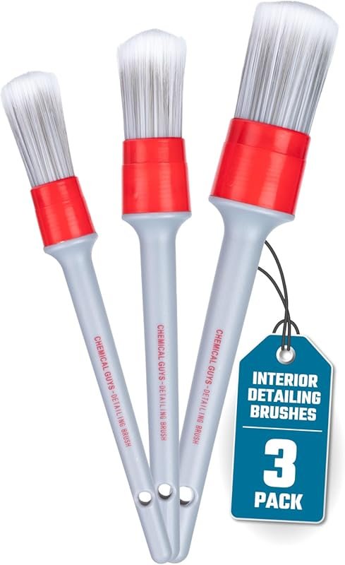 Chemical Guys 3-Piece Soft Interior Detailing Brush Set for Vents and