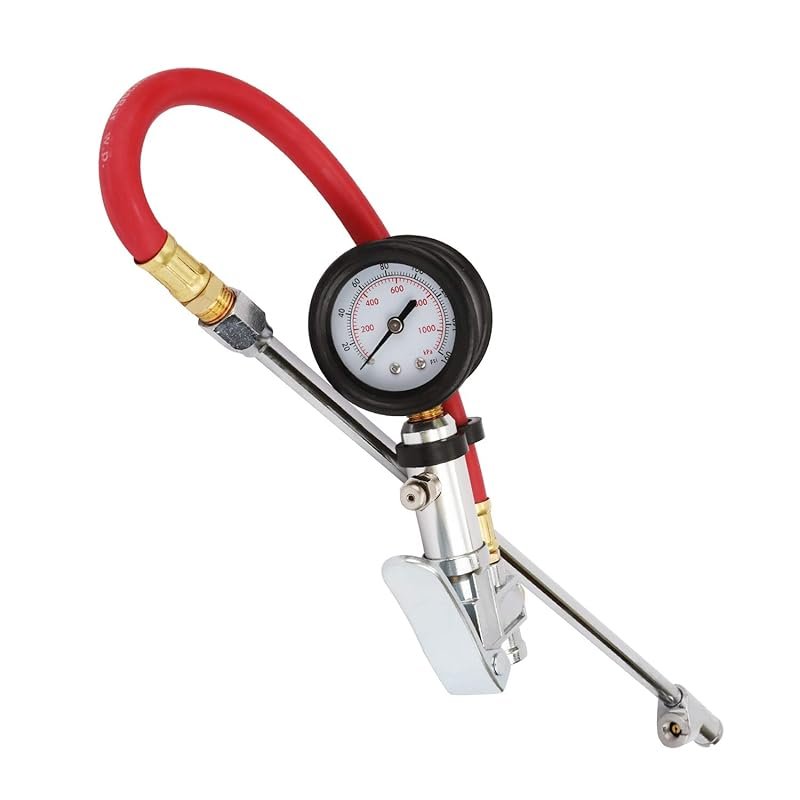WYNNsky Tire Inflator with Pressure Gauge and 12-Inch Air Chuck for Du