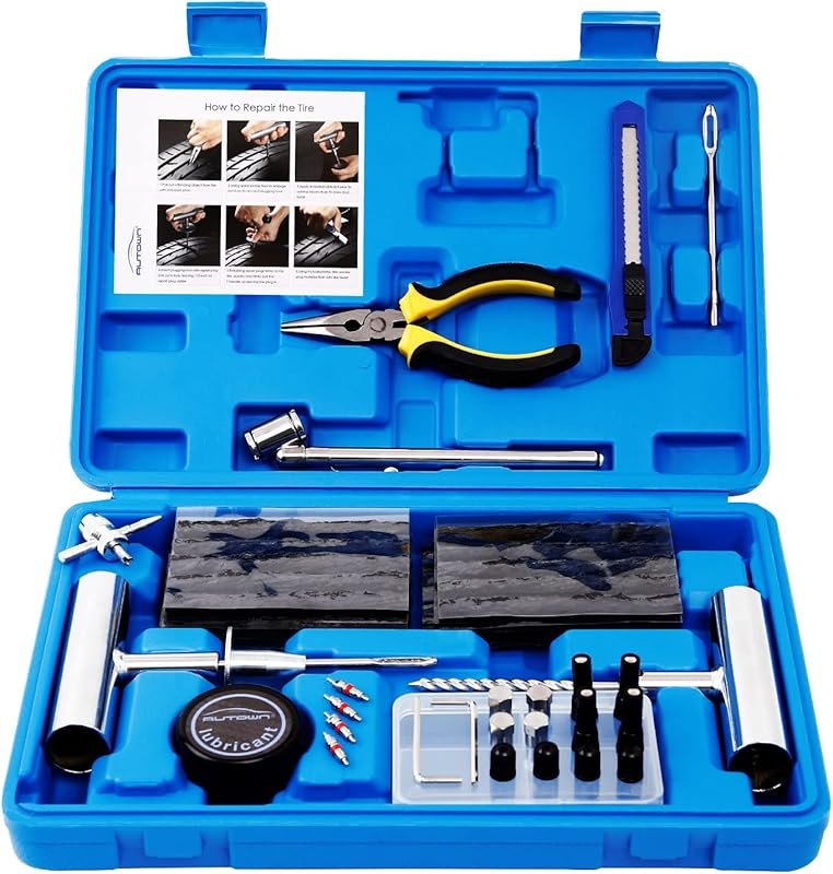 AUTOWN 68-Piece Heavy Duty Tire Repair Kit for Motorcycle Car Truck AT