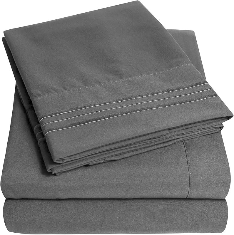 Supreme Collection Extra Soft RV Short Queen Sheets Set in Gray with D