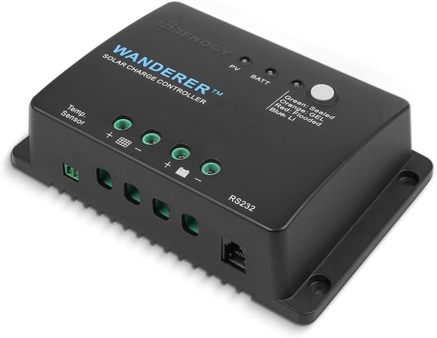 Renogy Wanderer Li 30A 12V PWM Solar Charge Controller for Lithium, Ge