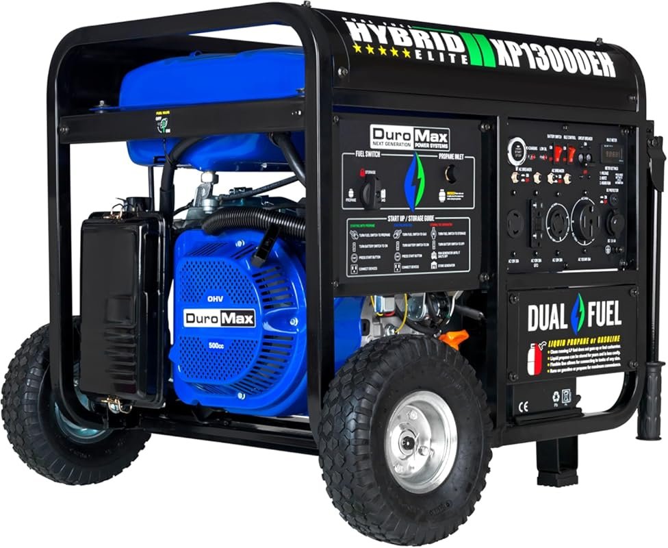 DuroMax XP13000EH 13,000-Watt Dual Fuel Portable Generator - Gas & Pro