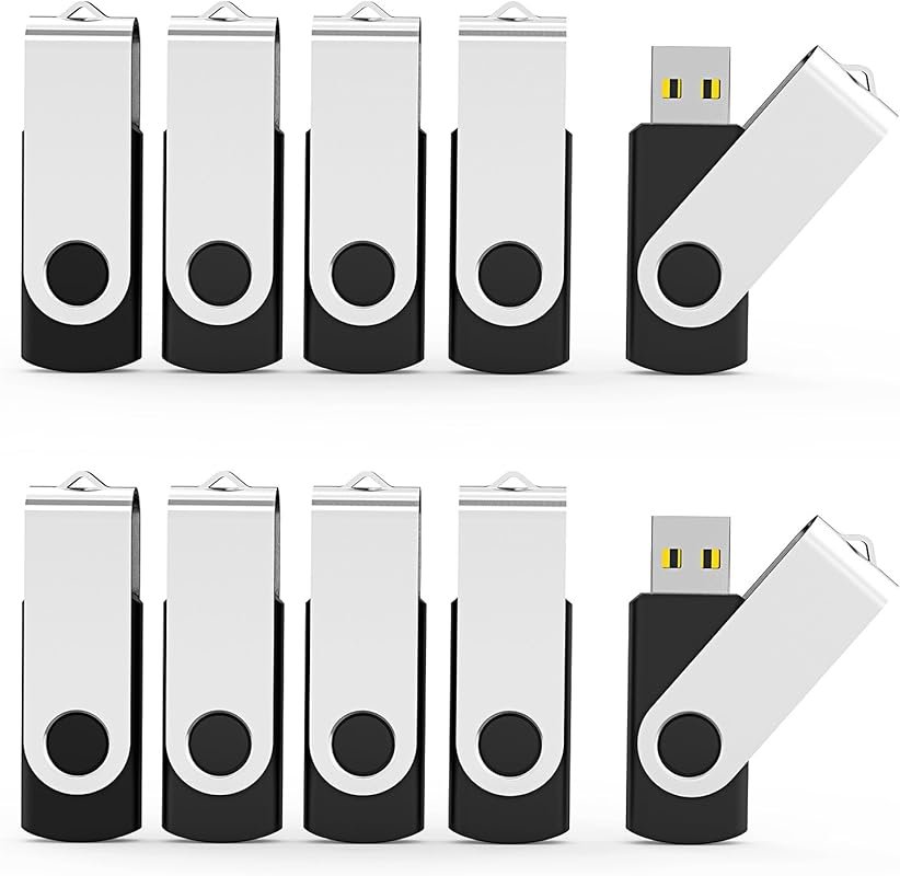 Aiibe 32GB USB Flash Drives – 10-Pack Bulk Thumb Drives with Swivel De
