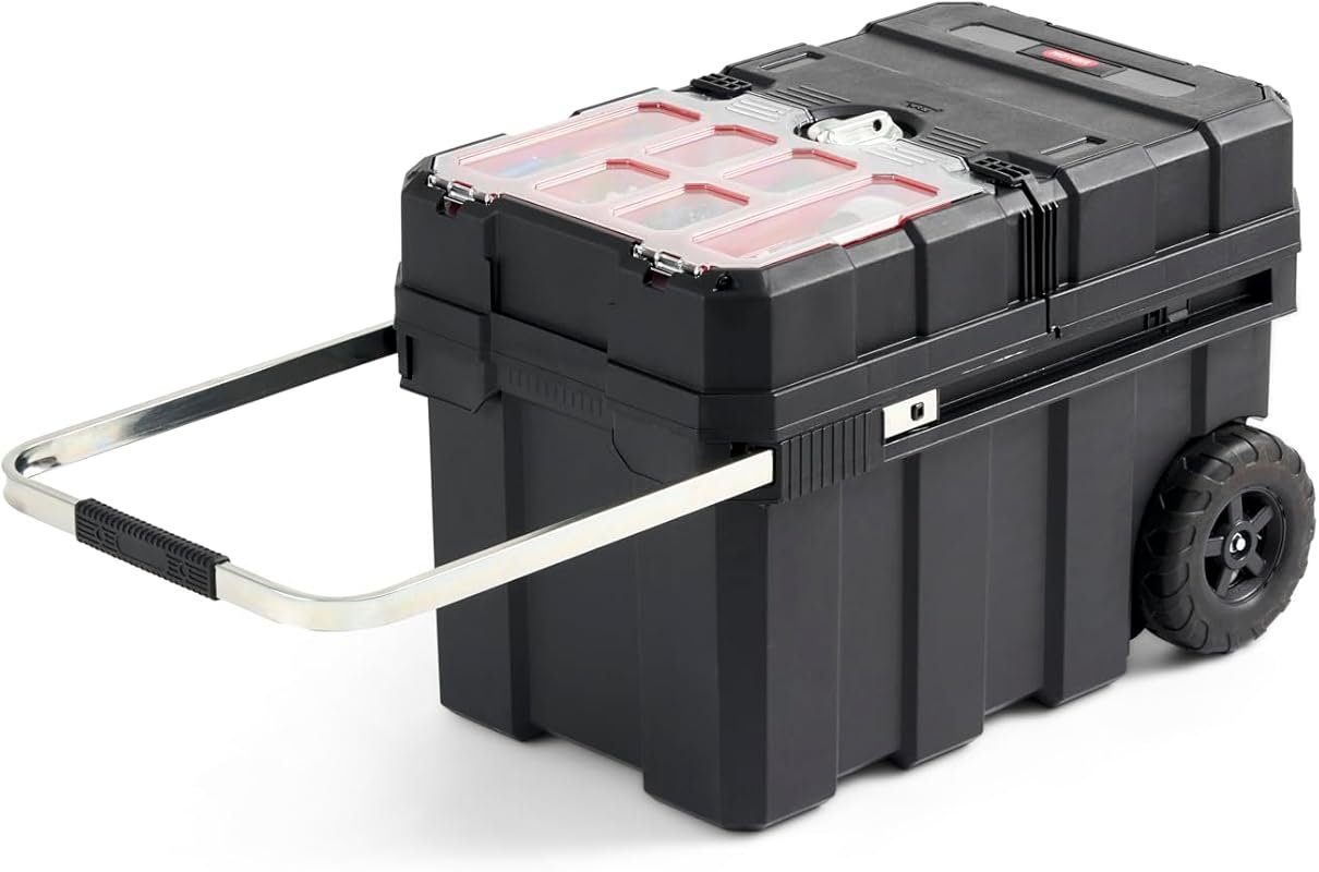 Keter Masterloader Resin Rolling Tool Box with Locking System and Remo