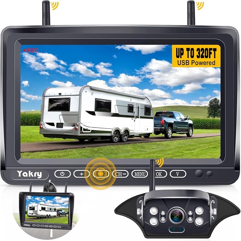 Wireless RV Backup Camera with HD 1080P Night Vision and 7-Inch Touch Monitor