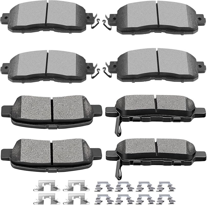 SCITOO Brake Pads Kits Front Semi-Metal Rear Ceramic 8pcs Fit for 2013