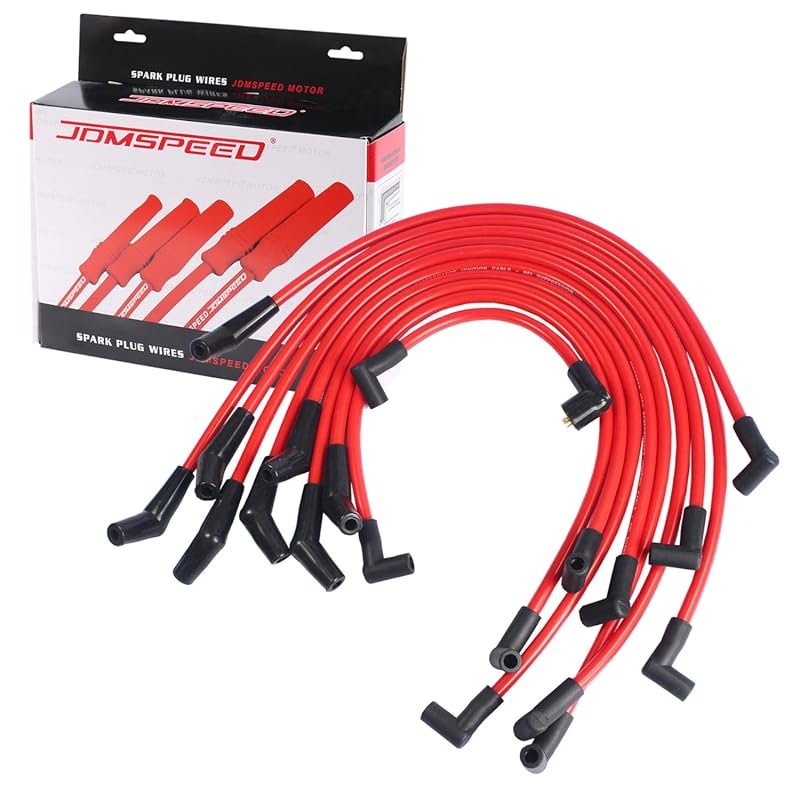 Red 10.5mm Racing Spark Plug Wire Set for Ford 5.0L and 5.8L Small Blo