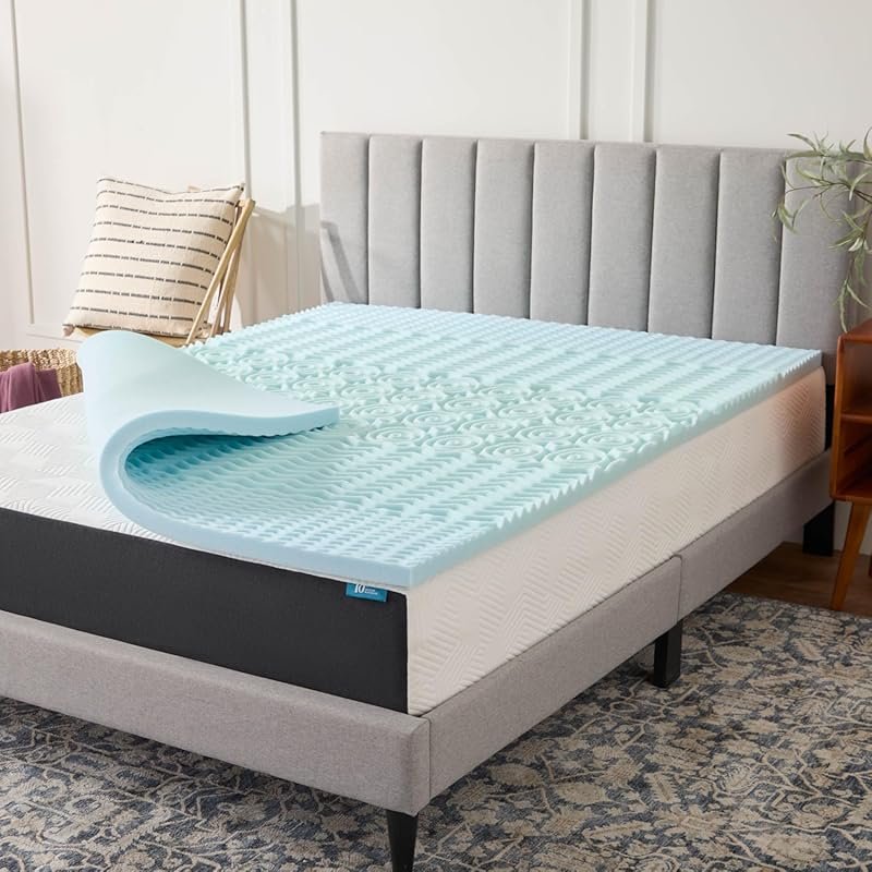 LUCID 2 Inch Zoned Gel Memory Foam Mattress Topper in Queen Size