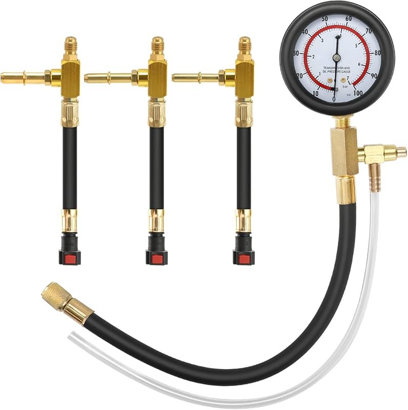 BETOOLL Fuel Pressure Test Kit with 0-100 PSI Gauge and Multiple Fuel 