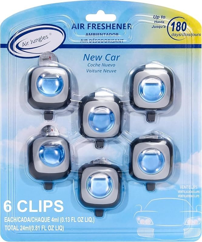 Air Jungles New Car Scent Vent Clip Air Freshener 6 Count Long Lasting