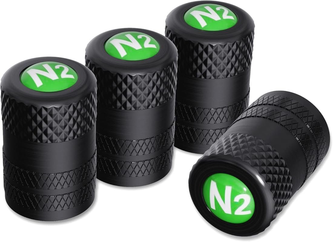 CKAuto 4 Pack Nitrogen Logo Aluminum Tire Valve Caps for Cars, Trucks,