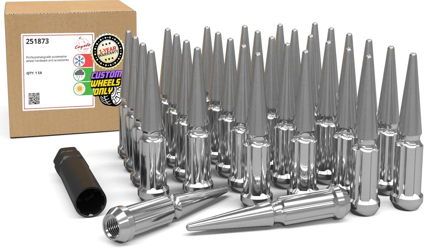 Chrome 32-Pack M14x2 Spike Spline Lug Nuts for Ford Excursion & F-250/